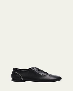Wales Bonner Lambskin Stitch Lace-Up Loafers - White