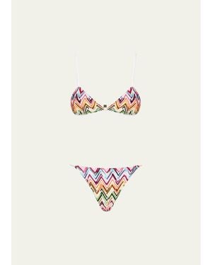 Missoni Chevron Crochet Two-Piece Swimsuit - White