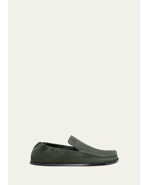 Loewe Flex Suede Moc-Toe Loafers - Green