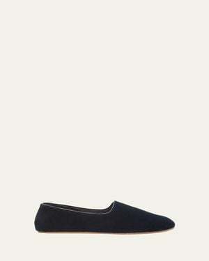 The Row Ponti Velvet Slippers - White