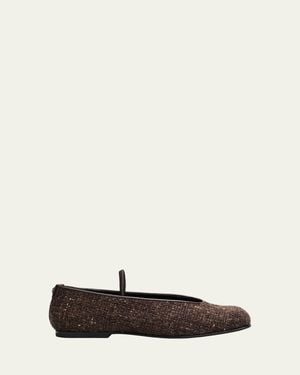 NODALETO Nodstalgia Cindy Tweed Ballerina Flats - White
