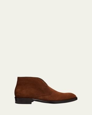 Brioni Milano Suede Rubber-Sole Chukka Boots - Brown
