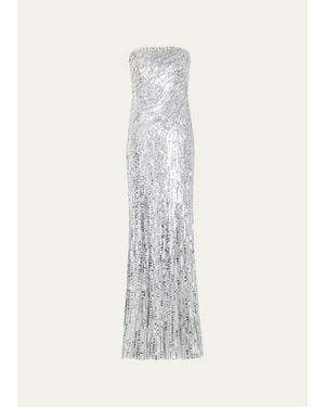 Jenny Packham Helix Sequined Strapless Gown - White