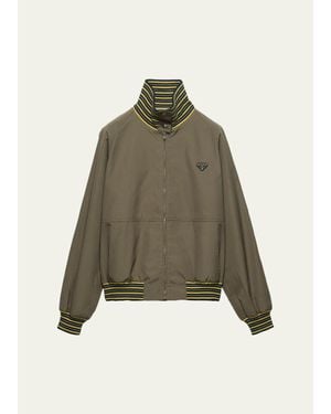 Prada Cotton Poplin Turtleneck Zip Jacket - Green