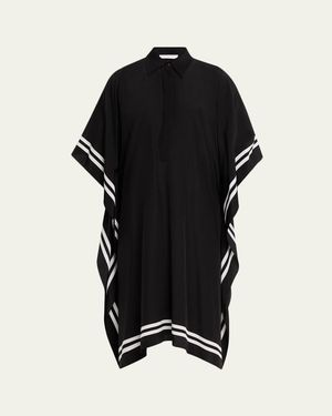 Michael Kors Border-Print Silk Crepe De Chine Caftan - Black