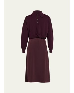 3.1 Phillip Lim Ultra-Fine Merino Wool Combo Dress - Purple