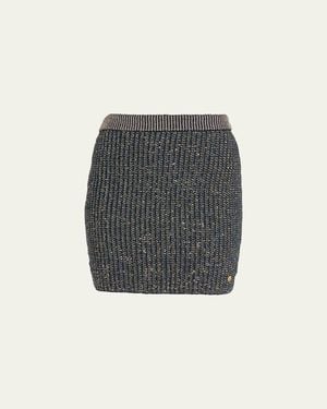 Balmain Glittered Tweed Mini Pencil Skirt - Gray