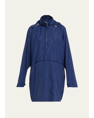 Plan C Oversized Nylon Anorak Jacket - Blue