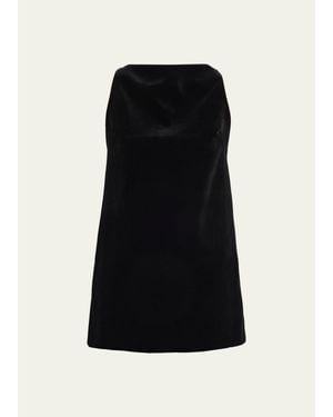Brandon Maxwell Sable High-Neck Velvety Mini Dress - Black