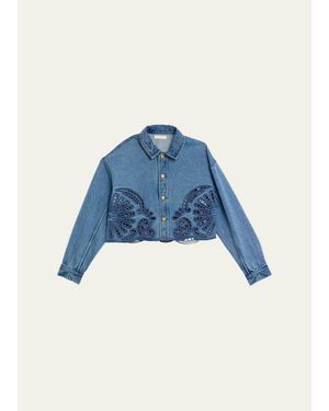Ulla Johnson Bobbi Embroidered Denim Jacket - Blue