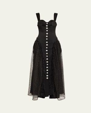 Harbison Soft Storm Ii Silk Bustier Maxi Dress - Black