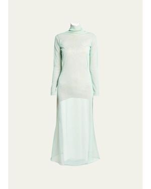 Giorgio Armani Double-Layer Open-Back Lurex Jersey Midi Dress - Multicolor