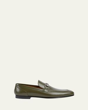Gucci Apos;S Jordaan Moccasin Leather Bit Loafers - Green