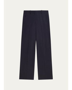 Theory Pleated Stretch Wool Wide-Leg Pants - Blue