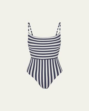 Anemos Mixed Stripes Square-Neck One-Piece Swimsuit - Blue