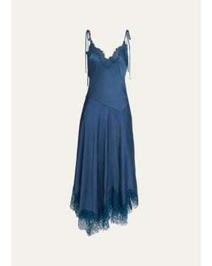 A.L.C. Aleena Satin Lace Maxi Dress - Blue