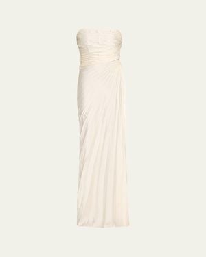 A.L.C. Bianca Pleated Strapless Gown - Natural