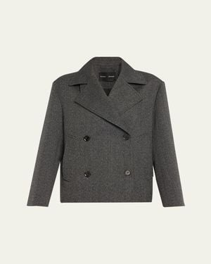 Proenza Schouler Nola Double-Breasted Textured Suiting Jacket - Gray