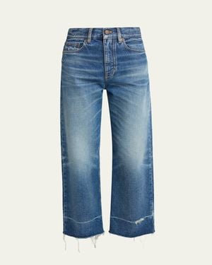 Chloé Mid-Rise Straight-Leg Raw-Hem Ankle Jeans - Blue