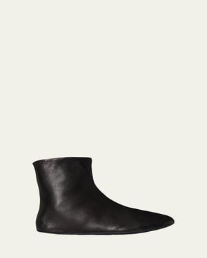 The Row Stella Leather Booties - Black