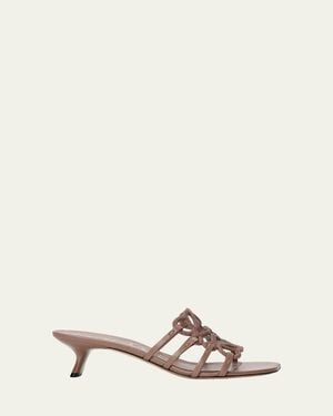 Loewe 45Mm Petal Anagram Embellished Leather Mule Sandals - Natural