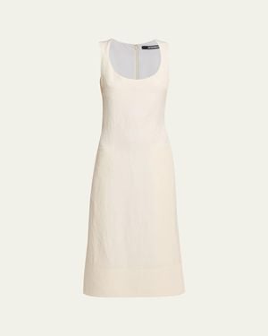 Jacquemus Scoop-Neck Linen Midi Dress - Natural