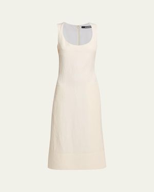 Jacquemus Scoop-Neck Linen Midi Dress - Natural