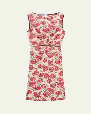 Prada Floral Soft Poplin Dress - Red