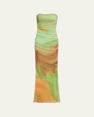 retroféte Isadore Strapless Ruched Dress - Green