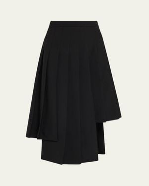 Michael Kors Asymmetric Pleated Midi Skirt - Black