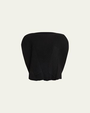 Issey Miyake Orbicular Pleated Cap-Sleeve Top - Black