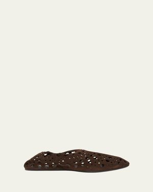 Alaïa Neo Vienne Suede Slippers - Natural