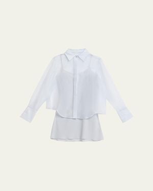 Jonathan Simkhai Loen Long-Sleeve Organza Shirt - Blue