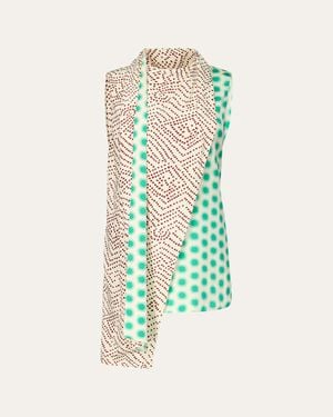 Diane von Furstenberg X Henry Zankov Mulberry Dotted Drape Top - White
