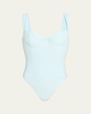Jonathan Simkhai Kyle Bustier One-Piece Swimsuit - Blue