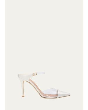 Malone Souliers 90Mm Uma Pvc Satin Mule Pumps - White
