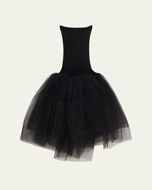 Junya Watanabe Drop-Waist Sheer Tulle Midi Skirt - Black