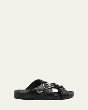 Loewe Type Fussbett Leather Slide Sandals - Black