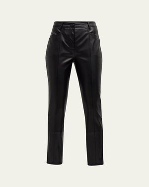 MILLY Rue Faux Leather Skinny Pants - Gray