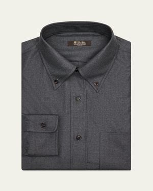 Loro Piana Elia Button-Collar Pocket Sport Shirt - Black