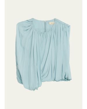 Heirlome Marie Draped Silk Georgette Crop Top - Blue