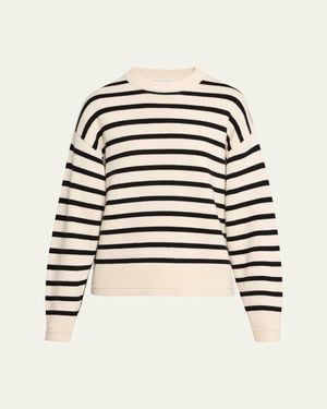 Maria McManus Cashmere And Cotton Stripe Ladder Stitch Crewneck Sweater - White