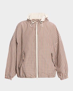 Brunello Cucinelli Daks Check Tafetta Track Jacket With Monili Trim - Pink