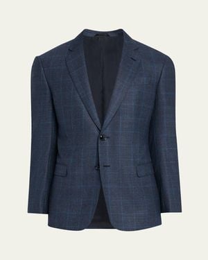 Giorgio Armani Wool And Cashmere Soft Check Sport Coat - Blue
