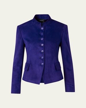 Akris Deva Suede Short Jacket - Blue