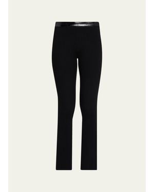 Courreges Contrast Vinyl & Knit Straight-Leg Pants - Black