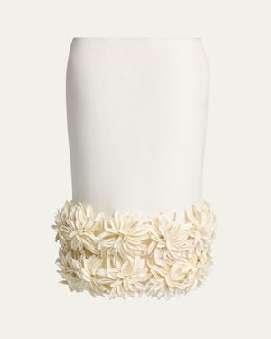 Balenciaga Pointy Flower Midi Pencil Skirt - Natural