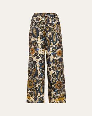 Heirlome Alvarez Nogal Silk Wide-Leg Pull-On Pants - White
