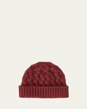 Loro Piana Valle Cable Knit Cashmere Beanie - Red