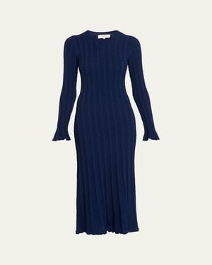 Alice + Olivia Rhea Cable-Knit Midi Dress - Blue